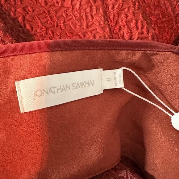 Jonathan Simkhai Arya Peplum Blouse Long Sleeve Top Size 0 Brick - Picture 4 of 11